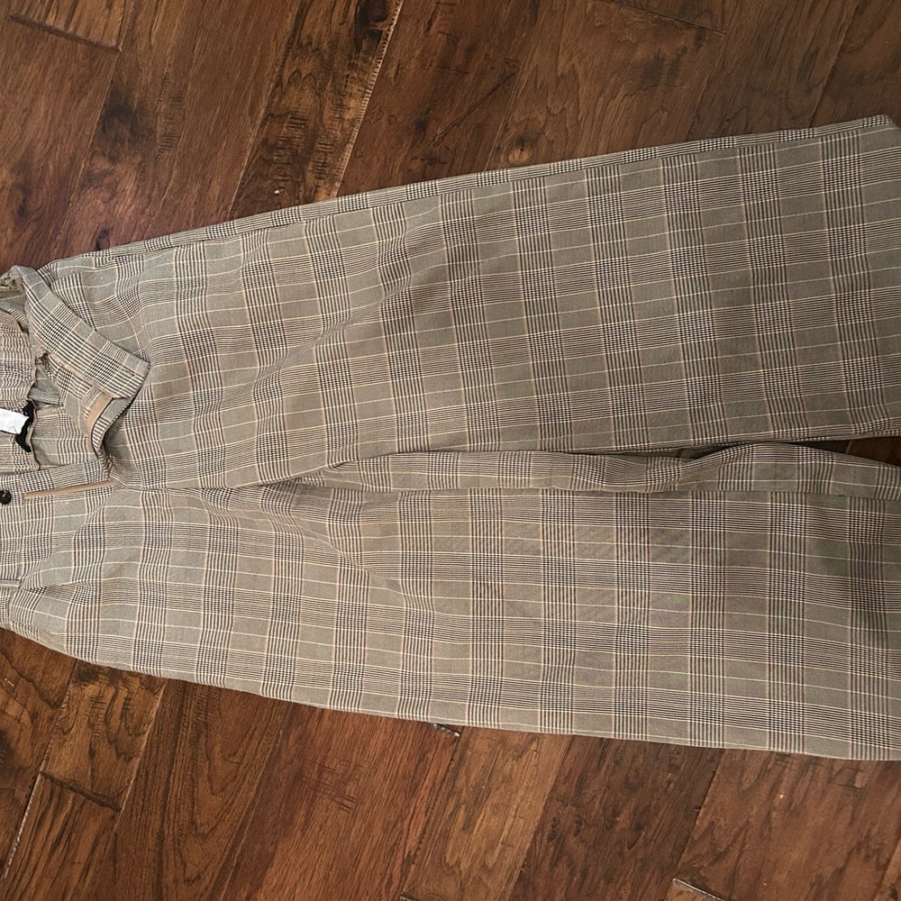 Women’s wide leg Tan Plaid Pants